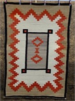 Older Hand Woven Navajo Rug Red Brown 53x80