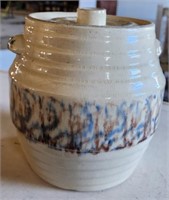 Antique Spongeware Ceramic Biscuit / Cookie Jar