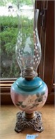 Antique Hand painted oil lamp