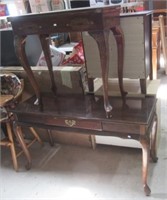 Sofa table and vintage wood foldout table that