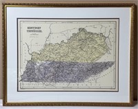 Kentucky and Tennessee 1869 Historic Map