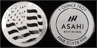 (2) 1 OZ .999 SILVER ROUNDS, FLAG & ASAHI