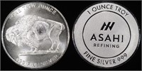 (2) 1 OZ .999 SILVER ROUNDS, BUFFALO & ASAHI