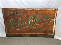 Grande affiche métallique John Collins ancienne