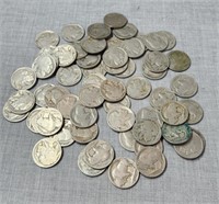 60 Buffalo Nickels. No Date/ Partial Dates