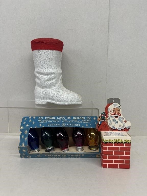 Germany paper Mâché Santa boot 6" x 5" paper