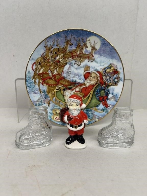 Candy glass glass ice skate containers, Santa