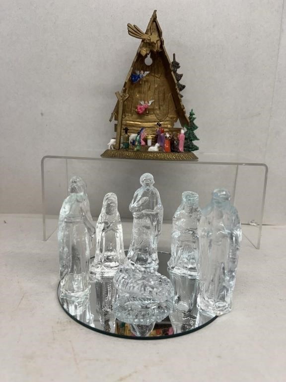 6 piece nativity set with mirror base and v