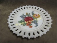 kemple milk glass hand painted plate