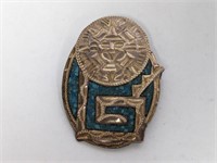 .925 Sterling Mayan Turquoise Pendant/Brooch