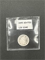 1845 Seated Liberty Dime - Very good