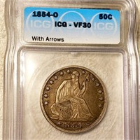 1854-O Seated Half Dollar ICG - VF30 W ARROWS