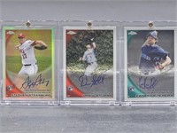 3- Autographed Baseball Cards in Protective Case