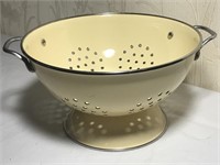 Vintage Pale Yellow Enamel Colander