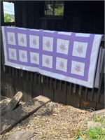 Purple Floral square embroidered Quilt