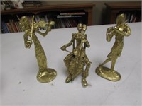 3 brass music figurines