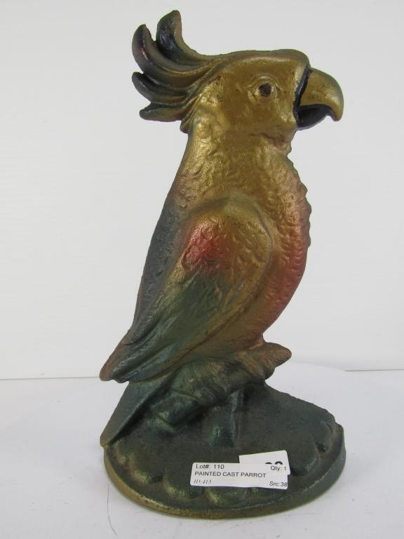 PAINTED CAST PARROT DOORSTOP