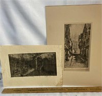 2 signed Etching Prints
