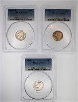 1962, 62-d, 63 Dime PCGS MS66 Pack of 3