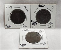 1819 Cent G; 1826 Cent G/AG; 1827 Cent G