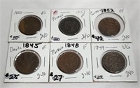 1845, ’48, ’49, ’50, ’51, ’52 Cents-Various