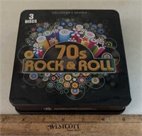 (SET OF 3)CD's W/METAL STORAGE CASE-"70'S" ROCK &