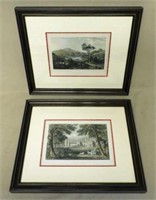 Hand Colored Engravings of English Countryside.