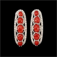Natural Italian Red Coral Earrings