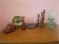 CANDLE HOLDERS,  PLATES, DECORATIVE ITEMS