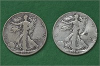 2 - 1938-D Walking Liberty Half Dollars