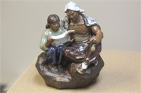 Chinese Mudman and Girl Figurine