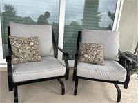 Lot Of Two Cushioned Outdoor Chairs