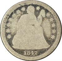 1842-O SEATED LIBERTY DIME - AG