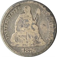 1876-CC SEATED LIBERTY DIME - G/VG