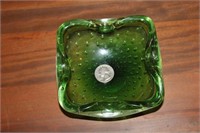 Vintage Green Glass Ashtray