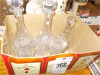 Poland Lead Glass Flasks, Pair Crystal Vases