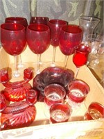 Ruby Glassware, Berry Bowls, Candle Holders,