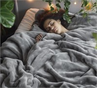 FLEECE BED BLANKET QUEEN SIZE DARK GREY