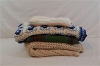 4 Vtg. Hand-Made Crochet Blankets, Baby Blankets+