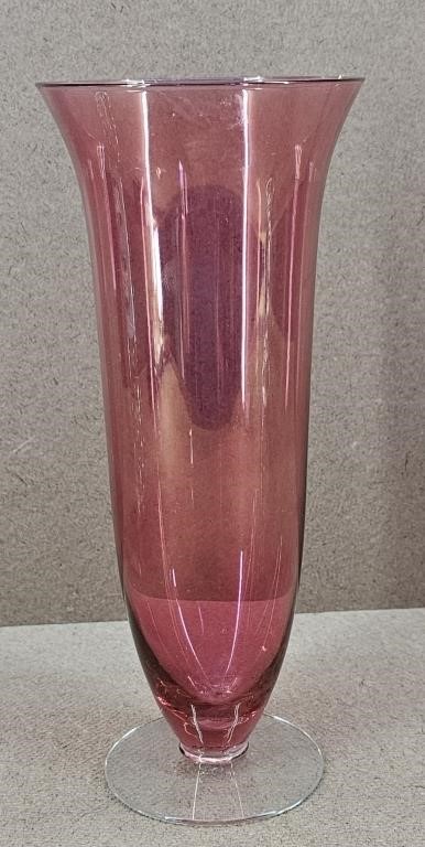 1930s Cranberry Hurricane Candle Vase