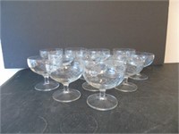 Set of 12 Beautiful Etched Glass Sherberts