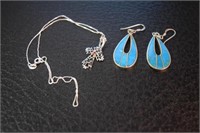 Sterling Silver Earrings w/ Blue Stones and