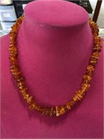 Vintage hand strung Amber necklace with screw