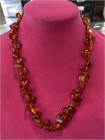 Vintage hand strung screw clasp Amber necklace