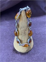 Amber sterling silver bracelet