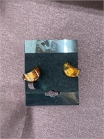 Amber Sterling silver clip earrings