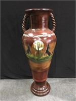 Tall Painted Jug/Pot w/Howling Coyotes