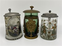 Early Glass Beer Steins.