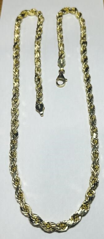 10KT YELLOW GOLD 11.60 GRS 22INCH D/C ROPE CHAIN