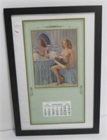 Framed C. Moss 1948 Calendar Picture. Measures